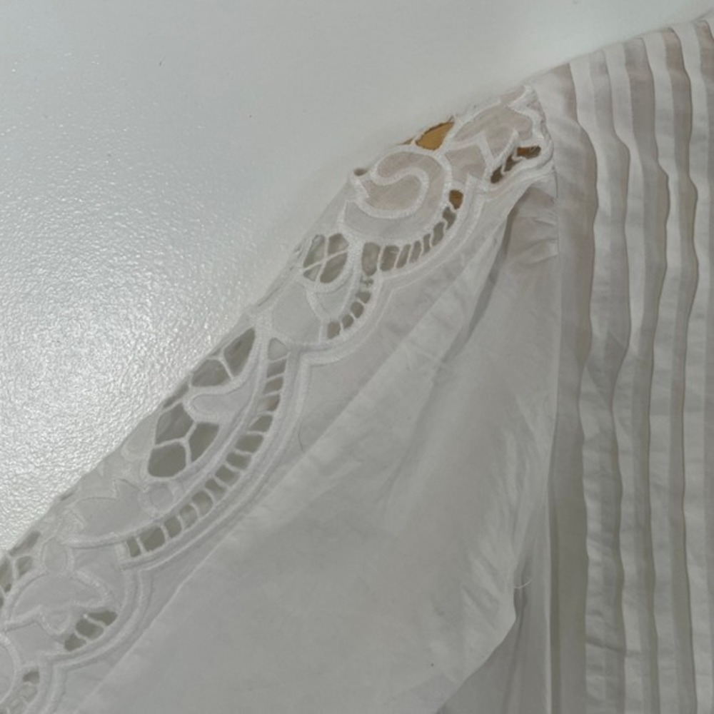 Madewell Pintucked Eyelet Mini Dress Lace Womens XS White Long Sleeve NU568 - Picture 7 of 13